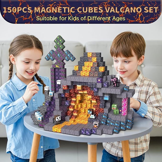 200PCS Magnetic Building Blocks for Kids, STEM Educational Magnet Stacking Toys for Age 3-5 4-8 8-12, Sensory Play Montessori Toys for Boys and Girls, Creative Construction Gift Ideas for Children