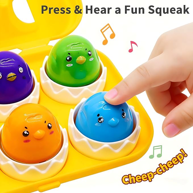 Egg Toys for Toddlers 1-3, Matching Eggs Set Color Sorting Sensory Educational Learning Fine Motor Skills Shape Sorter Baby Puzzle Travel Game Montessori Gift for 1 2 3 Year Old Kid Boy Girl