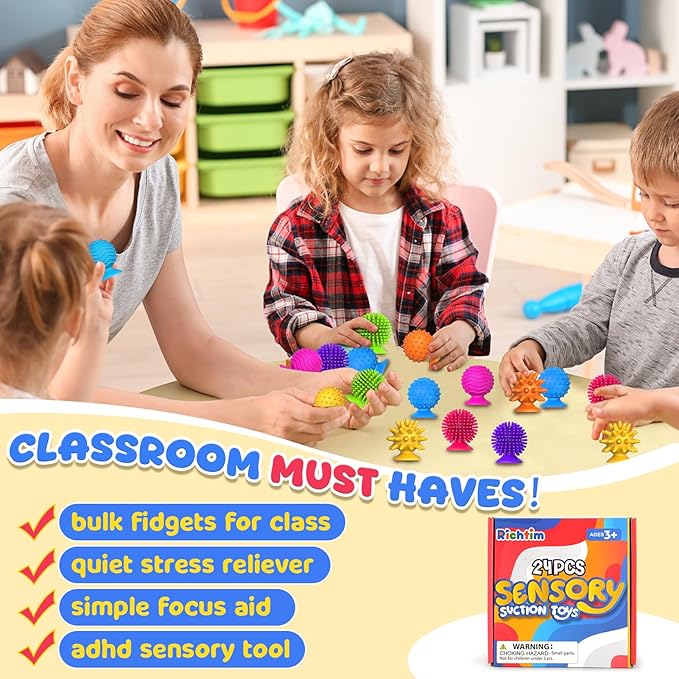 Sensory Fidget Toys Kids Adults: 24 Pack Textured Sensory Toys for Autism Kids Calming - Quiet Anxiety Fidgets for Classroom Prize - Bulk Fidgets Gifts Christmas Stocking Stuffers for Kids