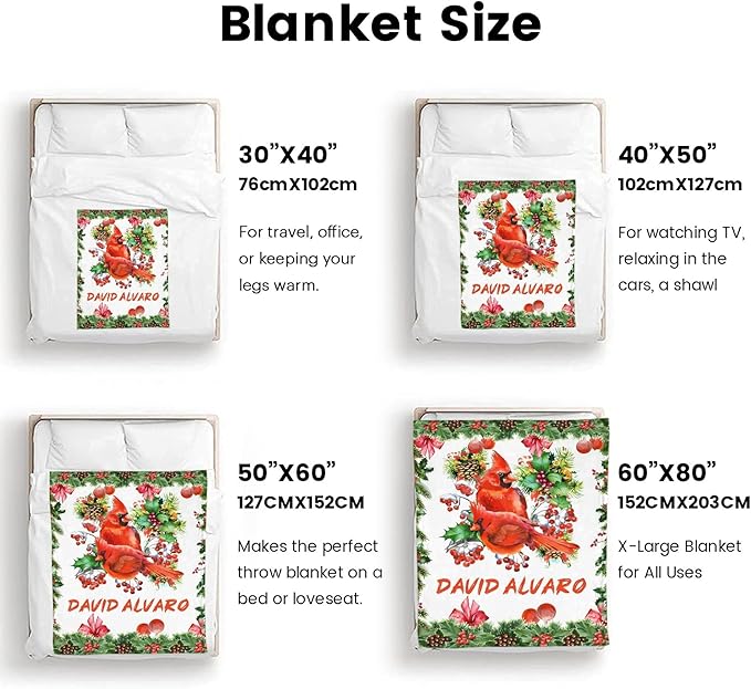 Ship Next Day - Custom Christmas Baby Blanket with Name | Multiple Styles Optional, Personalized Flannel Toddler Blanket, Christmas Swaddle for Boys & Girls, Xmas Decor Throw