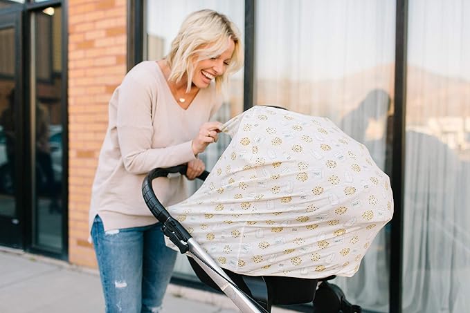 Copper Pearl Multi-Use Cover: Car Seat, Nursing, and Stroller Cover for Sun - Stretchy Fabric, All-Season Use, Stylish Designs, Easy Access for Moms - Chip