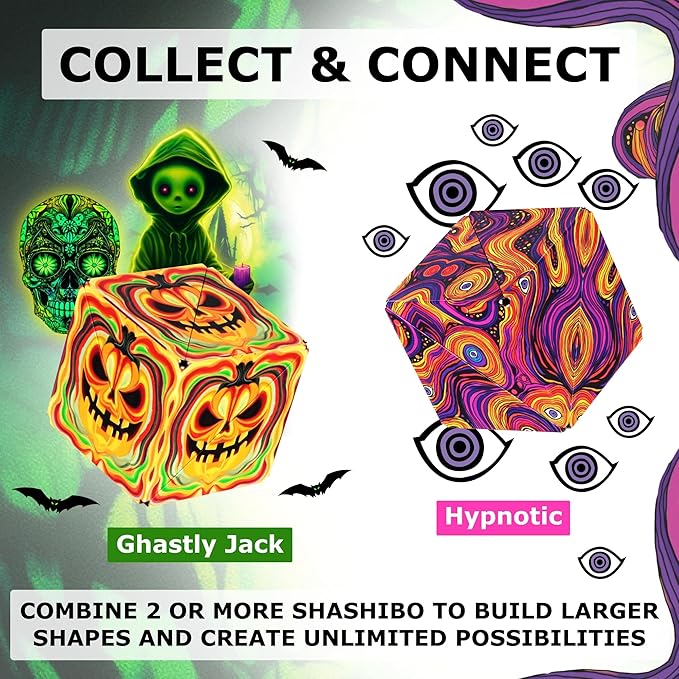 Shashibo Seasonal Halloween - Shape Shifting Box - Award-Winning, Patented Magnetic Puzzle Cube w/ 36 Rare Earth Magnets - Fidget Transforms Into Over 70 Shapes (Ghastly Jack) - Limited Edition