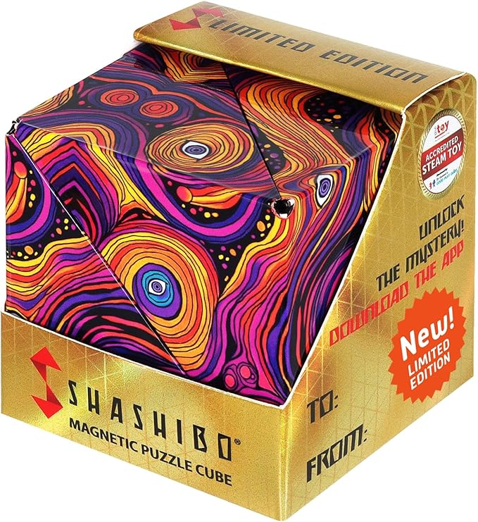 Shashibo Seasonal Halloween - Shape Shifting Box - Award-Winning, Patented Magnetic Puzzle Cube w/ 36 Rare Earth Magnets - Fidget Transforms Into Over 70 Shapes (Hypnotic Digital) - Limited Edition