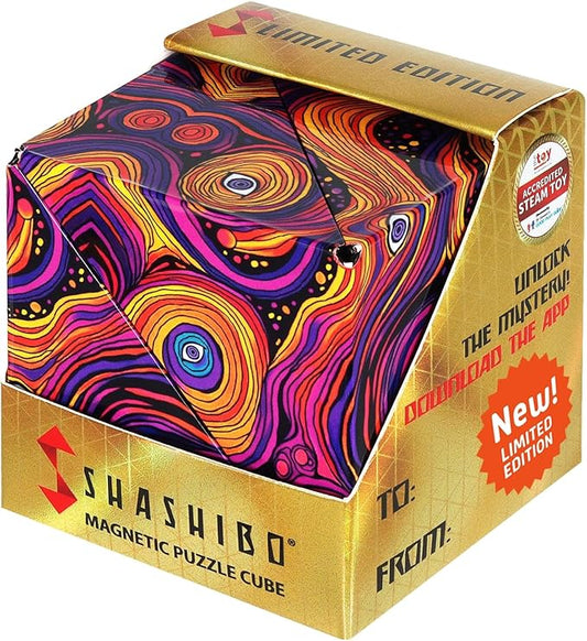 Shashibo Seasonal Halloween - Shape Shifting Box - Award-Winning, Patented Magnetic Puzzle Cube w/ 36 Rare Earth Magnets - Fidget Transforms Into Over 70 Shapes (Hypnotic Digital) - Limited Edition