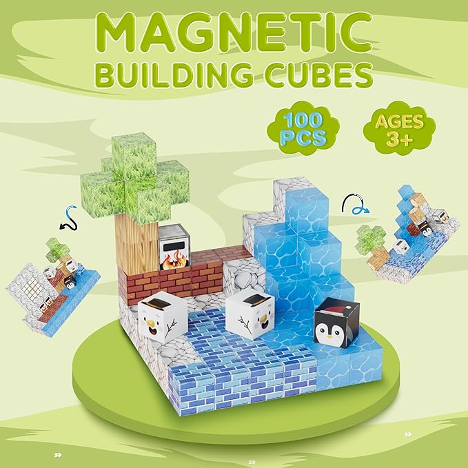 Contixo Magnetic Blocks - 145 PCS Magnet Cubes Building Tiles for Kids Ages 3-12, STEM Learning Toys with Vibrant Colors, Educational Toddler Toys for Creative Play, Birthday Gifts for Boys and Girls