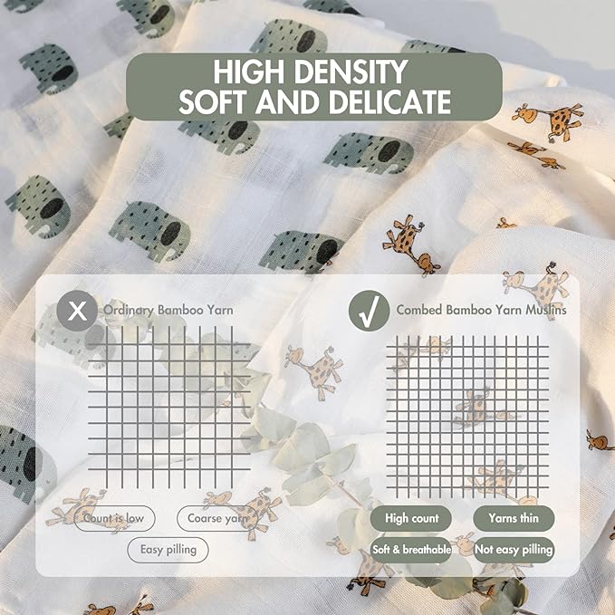 GLLQUEN BABY Receiving Blanket Boy Cotton Muslin Swaddle Blankets Girl Newborn Squares Breathable & Soft Thin Baby Blankets Cloths Double Absorbent Infant Swaddling Wrap - 6 Pack (Giraffe)