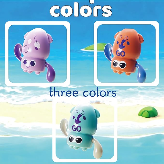 3pcs Bath Toys,Floating Wind Up Swimming Octopus Toy for Baby Toddler, Bathtub Toys, Pool Toys, Water Toys for Toddlers Boy Girl
