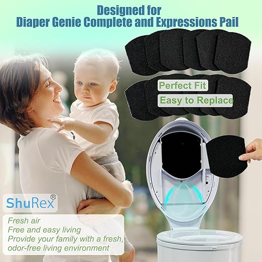 12 Pack Baby Diaper Pail Deodorizer for Ubbi Diaper Pail, Activated Charcoal Odor Absorbing Filters Compatible with Ubbi Steel Diaper Pail, Odor Eliminating, NO Smell
