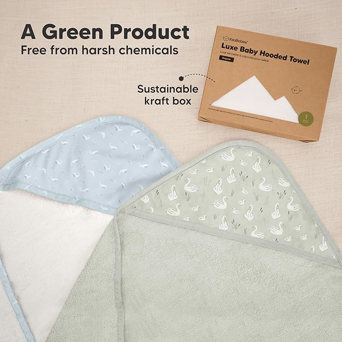 KeaBabies Hooded Baby Towel for Newborn - Viscose Derived from Bamboo Large Baby Bath Towels with Hood for Boys, Girls, Toddler, Extra Absorbent & Soft Newborn Bath Essentials (Wildwood, Regular)