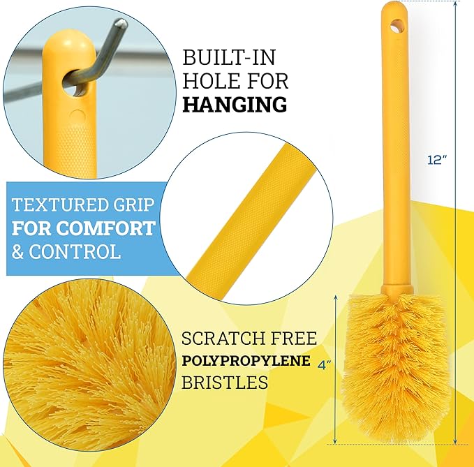 KLEEN HANDLER Goblet Cleaning Brush | Bottle Brush for Cleaning Glasses and Jars, Durable Bristles and Long Handle