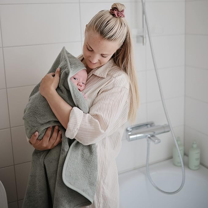 mushie Baby Hooded Towel | Organic Cotton (Moss)