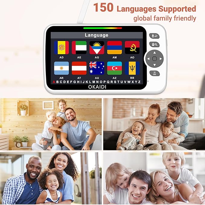 OKAIDI Baby Monitor No WiFi, 6" Extra-Large IPS Screen with 30-Hrs Battery, 1000ft Baby Monitor with Camera and Audio, Remote Pan-Tilt-Zoom Camera for Baby/Pet/Elderly, 2-Way Talk, Night Vision, VOX