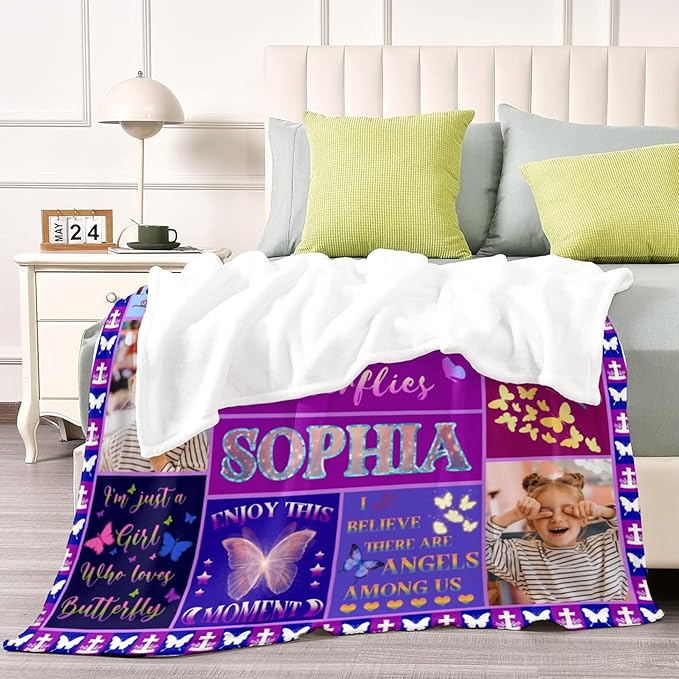 Custom Blanket Bible Verse Blanket with Inspirational Thoughts and Prayers Religious Throw Blanket Soft Lightweight Cozy Plush Warm Blankets for Girls Christmas Birthday Christian Gifts