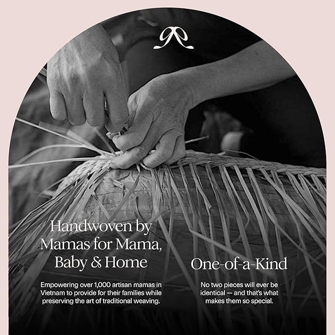 BEBE BASK Premium Baby Diaper Caddy Organizer - Handmade & Award-Winning Scalloped Rattan Basket - Luxury Diaper Caddy Basket - Elegant Scalloped Edge (Natural)