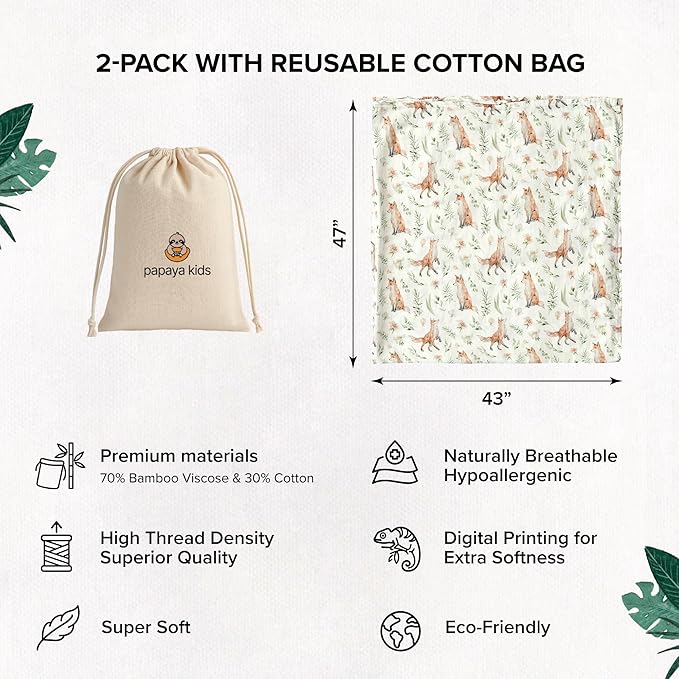 Muslin Swaddle Blankets for Newborns, Green & Forest 2-Pack – Soft Viscose derived from Bamboo & Cotton Baby Blankets, 47x43, Breathable Receiving Blankets, Gender-Neutral Baby Swaddle