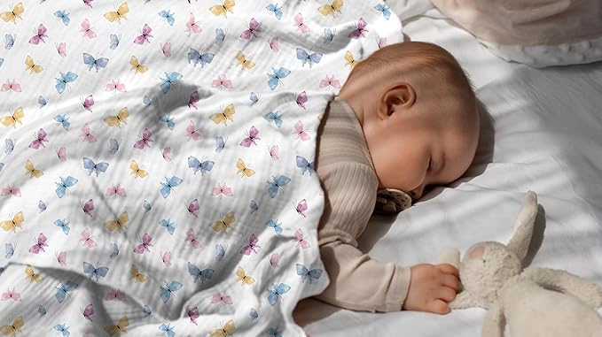 Soft Cotton Baby Blanket, Breathable Lightweight Baby Blanket for Infants Newborn Boys and Girls - Nursery, Crib, Stroller Blanket (Garden)