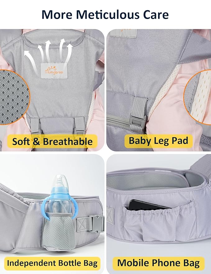 Baby Carrier Newborn to Toddler, 6-in-1 Front and Back Baby Hip Carrier One Size Fits All Adjustable Toddler Carrier Hip Carrier for Baby with Hip Seat Adapt to Newborn, Infant & Toddler