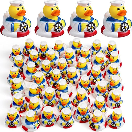 Jerify 48 Packs Cruise Ships Rubber Ducks 2 Inch Nautical Rubber Cruise Ducks Bulk Sailing Ship Toy for Carnival Party Gift Classroom Incentives Bath Tube Pool Toy