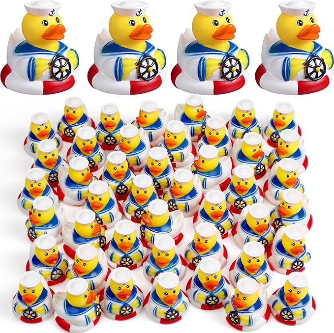 Jerify 96 Packs Cruise Ships Rubber Ducks 2 Inch Nautical Rubber Cruise Ducks Bulk Sailing Ship for Carnival Party Gift Incentives Bath Tube Pool