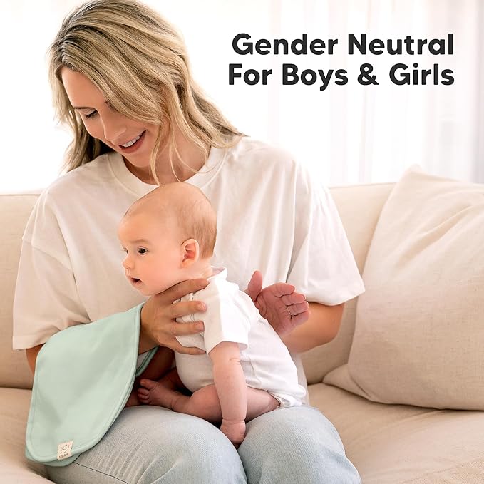 Organic Burp Cloths Baby Boy & Girl - 5-Pack Super Absorbent Cotton Burping Cloths for Babies, Soft & Plush Newborn Spit Up Rags, Infant Towels for Milk Spit Up, Unisex, Large 21" x 10" (Eclipse)