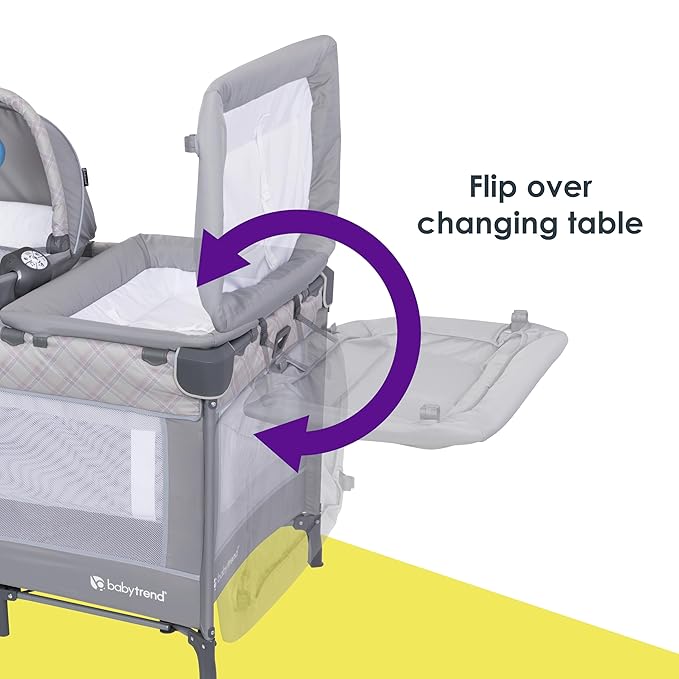 Baby Trend Lullaby Nursery Suite EZ-Fold Playard with Portable Rocking Lounger, Madrid Plaid