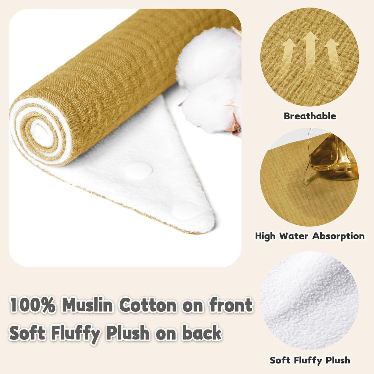 Susurration Muslin Baby Bibs 10Pack Baby Bandana Drool Bibs Soft Adjustable Newborn Bibs for Unisex Baby Girls & Boys (Basic)