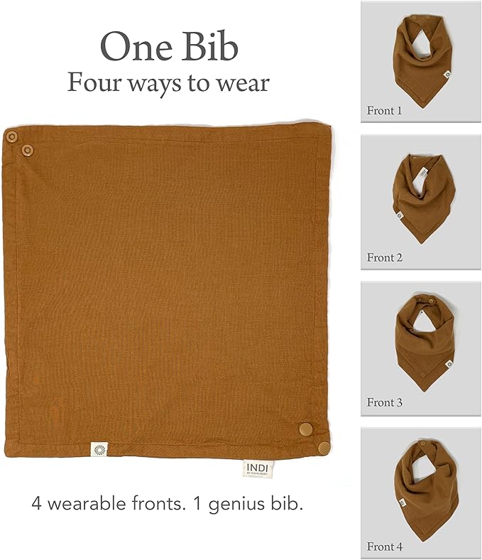 Kishu Baby Indi Organic Baby Bandana Bibs – Fairtrade 4-Way Reversible Drool Bibs for Boys & Girls – Unisex (Set of 5)