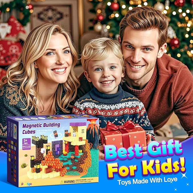 Magnetic Blocks - 154PCS Build Mine Magnet World Cube Toys with Magnet Board for Kids Age 3 4 5 6 7 8 9 10, Magnetic Tiles Stacking Toys, Sensory Birthday Gifts for Boys Girls, Classroom Must Haves