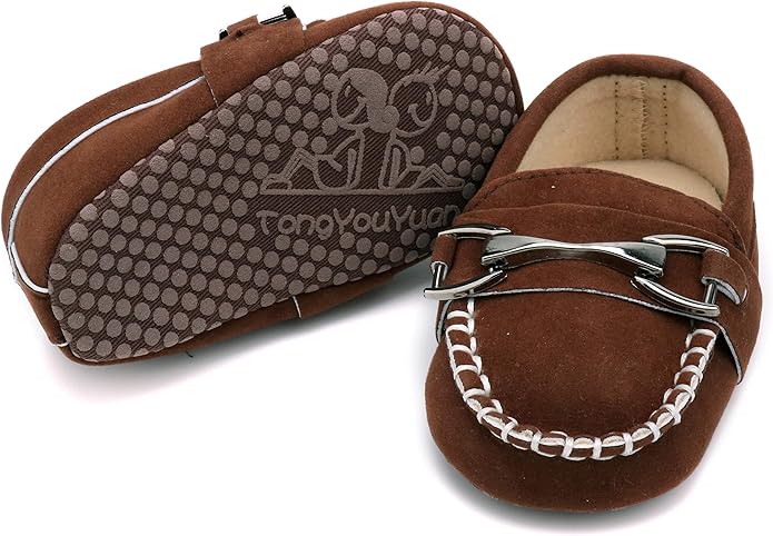LONSOEN Baby Girls Boys Loafers Prewalker Dress Crib Shoes