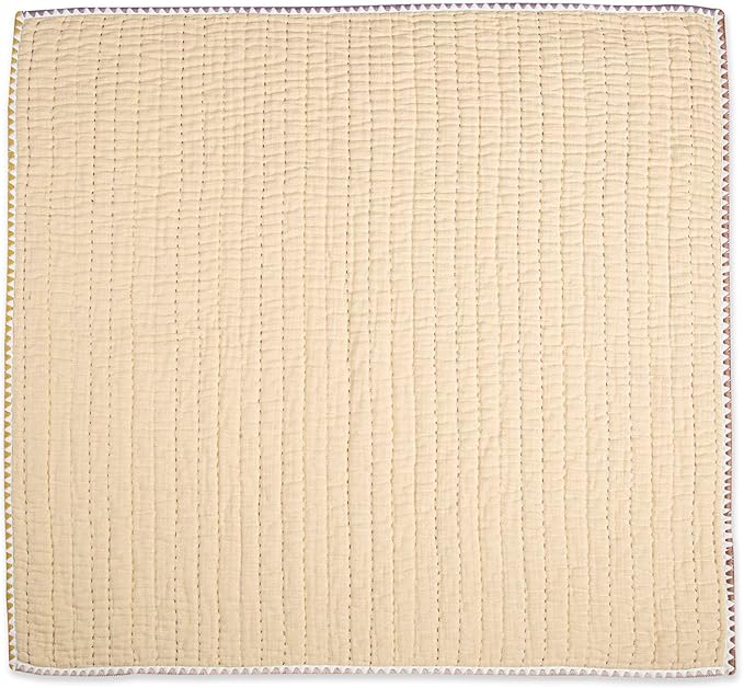 Crane Baby Blanket Quilted Cotton 36” X 36” Light Yellow Nursery Essential for Boys and Girls Yellow Baby