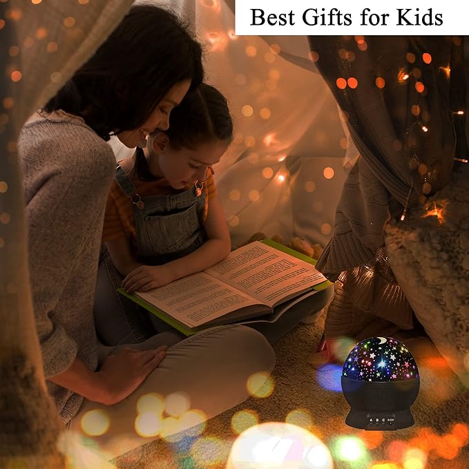 Night Light for Kids,Boys Toys for 3 4 5 6 7 8 Year Old Boys,Star Projector 360 Degree Rotation - 4 LED Bulbs 16 Light Color Changing with USB Cable,Lamp Ceiling Lights for Kids Bedroom