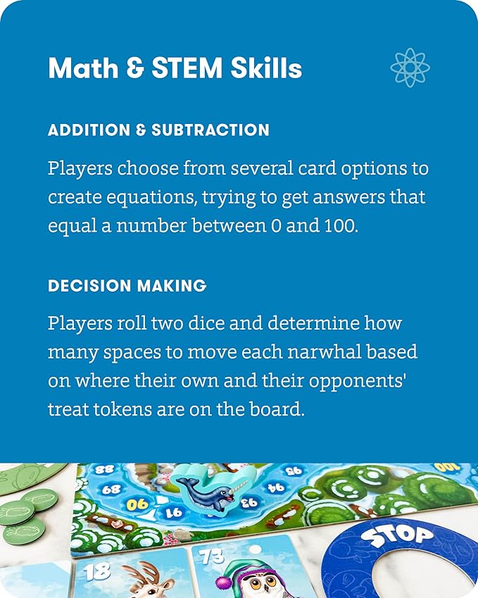 SimplyFun Arctic Riders - Educational & Fun Math Games for Kids - Practice Upper Level Addition & Subtraction Skills for Kids 7 & Up - 2 to 4 Players