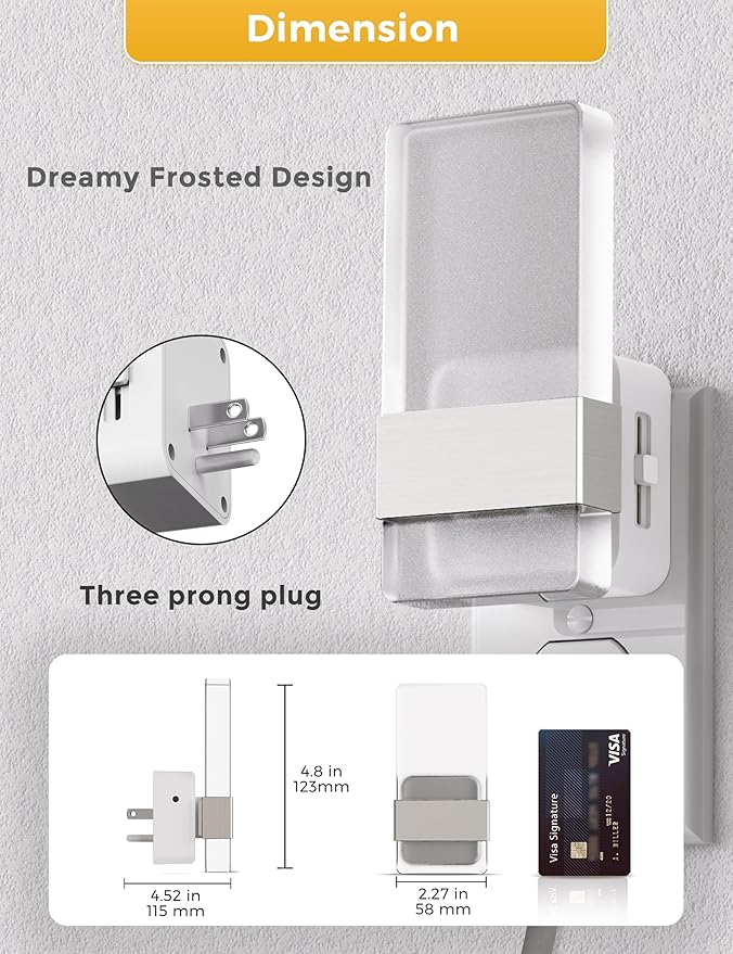 L LOHAS LED Night Light, Night Lights Plug Into Wall [2 Pack], Dusk-to-Dawn Sensor Decorative Night Light, 0-100LM Dimmable Nightlights, Wall Sconce-Style Acrylic Nitelight for Bathroom, Hallway,Gift