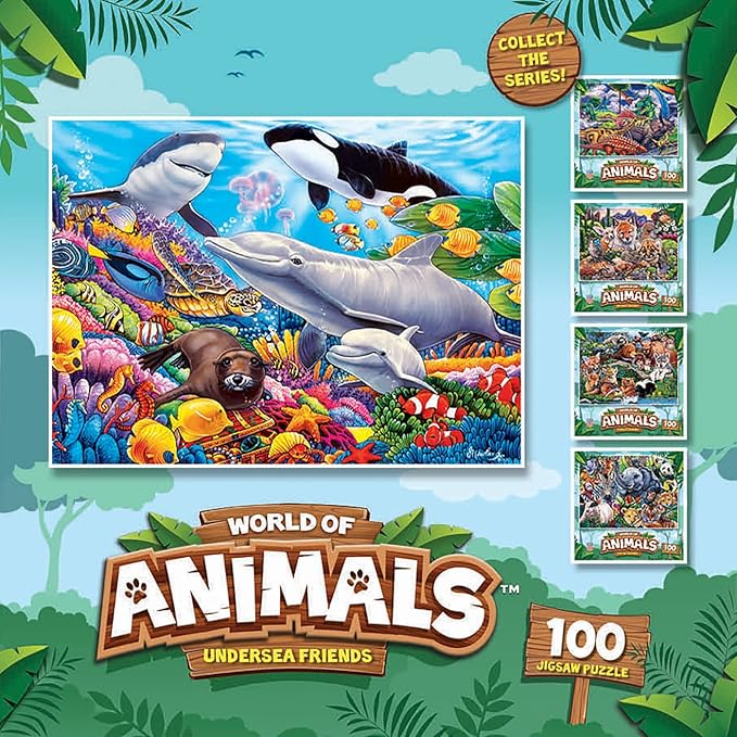 Masterpieces World of Animals 100 Piece Jigsaw Puzzle for Kids - Undersea Friends - 11.5"x15"