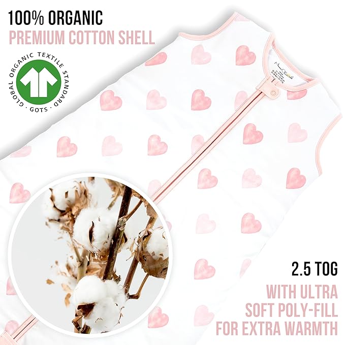 Mama Cheetah Baby Sleep Sack 2.5 TOG, Winter Baby Sleeping Bag with 2-Way Zipper, Organic Cotton Swaddle Transition Wearable Blanket for Boy Girl Infant Toddler, 0-6 Months