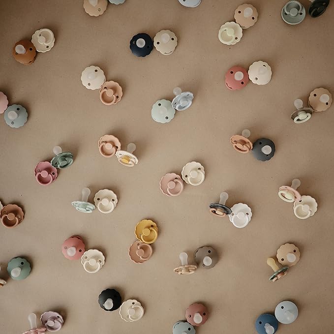 FRIGG Daisy SilkySoft Silicone Baby Pacifier | Made in Denmark | BPA-Free (Biscuit/Lily Pad, 0-6 Months)