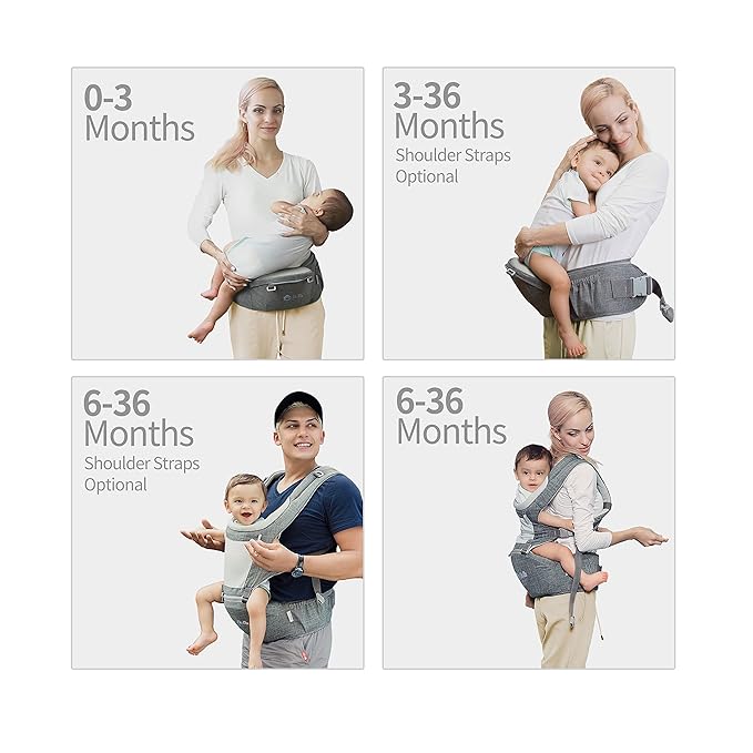 Texas Design Safety Certified Ergonomic DADA Hip Seat Baby Carrier Newborn to Toddler, Lumbar Support Waist Stool, Airflow Mesh for Nursing Hiking Travel Indoor