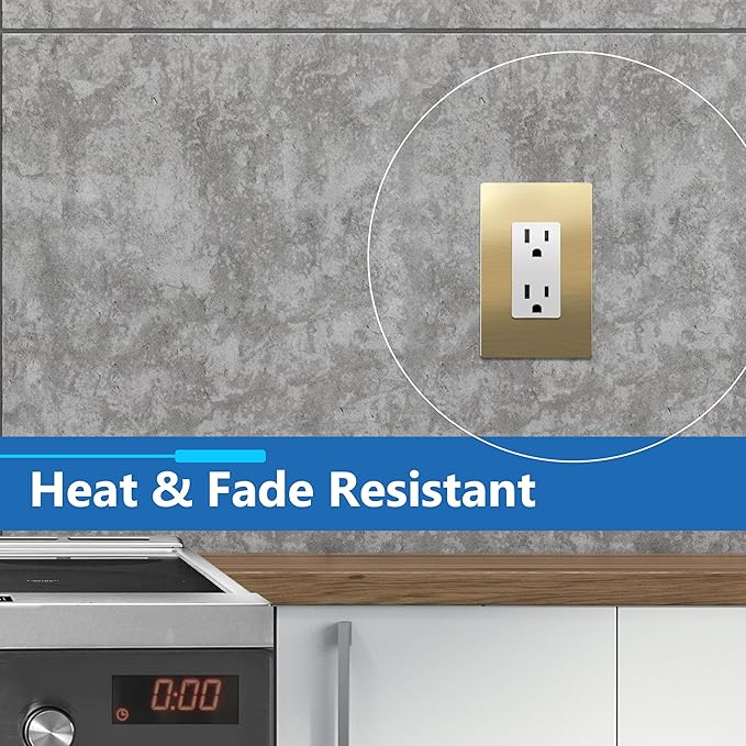 LIDER Screwless Metal-Surface Wall Plate, Decorator Switch Cover, Temperature and Impact Resistant, 201 Stainless Steel, Modern Decoration Upgrade, Mid-Size 1-Gang 4.88" x 3.11", Brushed Brass