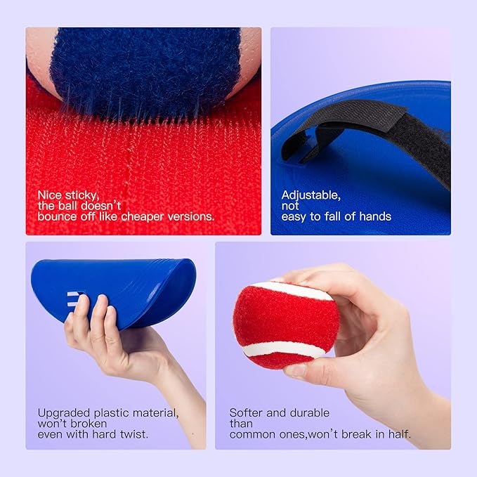 EVERICH Upgraded Toss and Catch Ball Game Set - Indoor and Outdoor Games for Kids 3-12, Beach Sand Pool Water Toy Includes 2 Paddles 2 Sticky Balls, Great Birthday Easter Gifts for Boys Girls