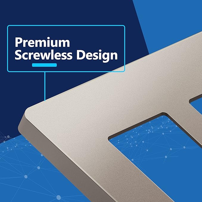 LIDER Matte Finish Decorator Switch Cover, Screwless Wall Plate, Mid-Size 2-Gang 4.88" x 4.92", Unbreakable Polycarbonate Thermoplastic, UL Listed, LSWP-32M-NK, Nickel