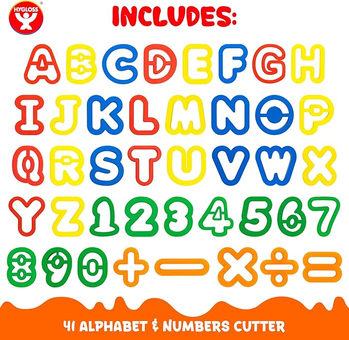 Dough Alphabet & Numbers Cutter Set for Kids – 41-Piece Letter and Number Mold Kit with Bright Colors – Educational Clay and Dough Tools for Learning, Counting, and Crafting – Strong and Durable