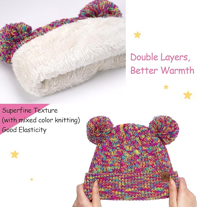 Kids Toddlers Winter Beanie Hats Gloves Neck Scarf Set Mittens Gifts for 0 6 12 Months 1 2 3 4-8 Year Old Baby Girls Boys