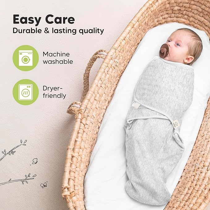 3-Pack Organic Baby Swaddle Sleep Sacks - Swaddles for Newborns, Infant 0-3 Months, Baby Girls, Boys, Soft & Snug Newborn Sleep Sack, Nursery Swaddling Blankets (Cloud, XS)