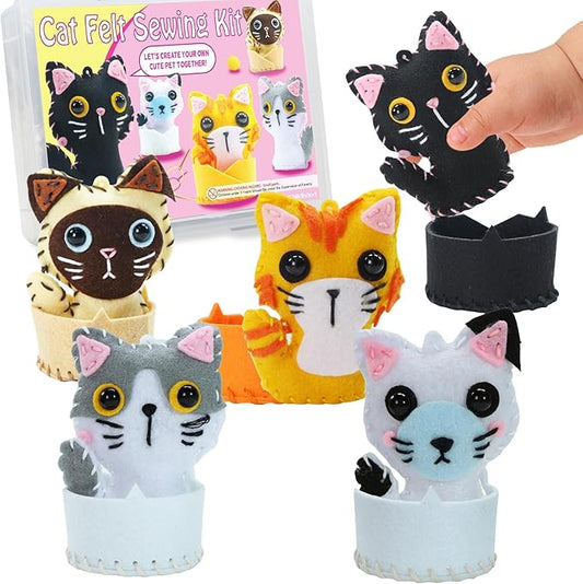 IROLEHOME Cat Sewing Kit for Kids Ages 6-12, Stuffed Animal Kitty Cat Craft Kit for Girls Educational Kitty Toy as Birthday Gift