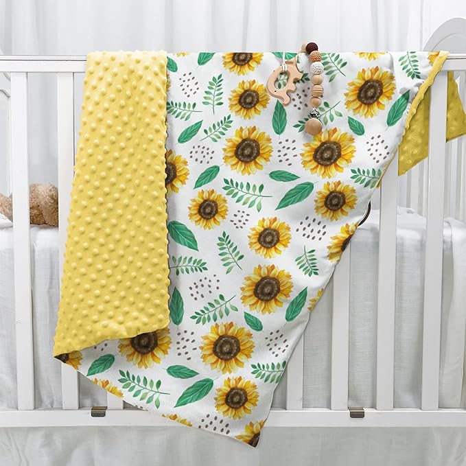 SANDJEST Sunflower Blanket for Girls Kid - 30 x 40 Minky Throw Kids Blankets Gifts for Birthday Christmas - Nursery Bedroom Decor