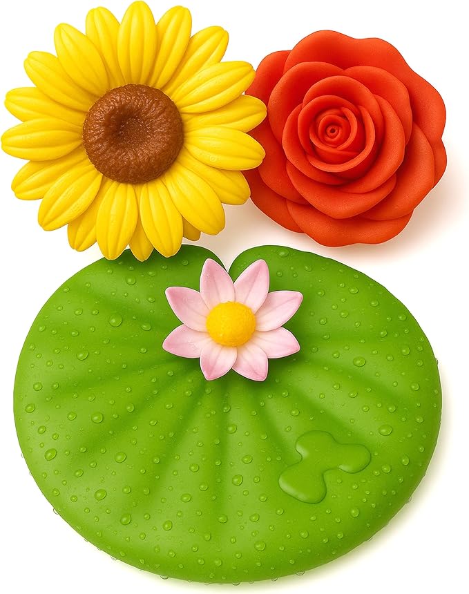 SplashEZ Mold Free Bath Toys for Kids & Toddlers | No Hole Baby Bath Toys | No Mold Floating Flowers for Bathtub Water Pool Shower Infants Babies Ages 0 1 3 6 12 18 Months | 3 pcs Lily Sunflower Rose