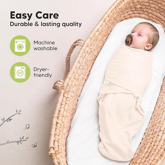 KeaBabies 3-Pack Organic Baby Swaddle Sleep Sacks - Swaddles for Newborns, Infant 0-3 Months, Baby Girls, Boys, Soft & Snug Newborn Sleep Sack, Nursery Swaddling Blankets (Angelic)