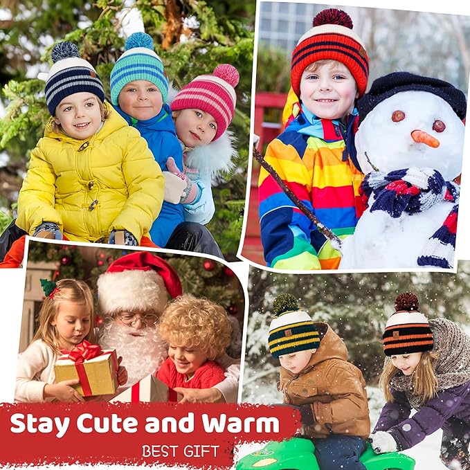 FZ FANTASTIC ZONE Kids Toddler Winter Hat Beanie with Warm Fleece Ski Baby Hats for 2-7 Years Skull Cap Baby Boys Girls Gifts