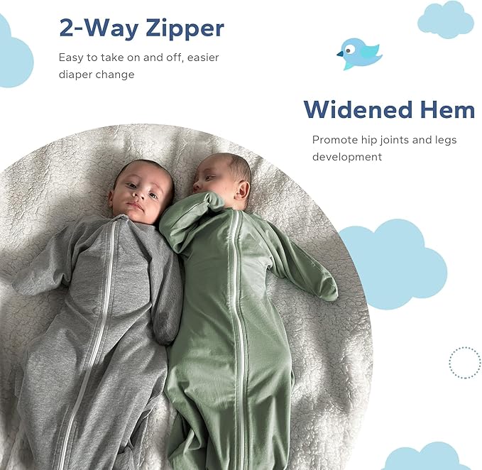 ZIGJOY Shark-Fin Transition Swaddle - 1.0 Tog Baby Sleep Sack Soft Cotton Transitional Swaddle Baby Wearable Blanket