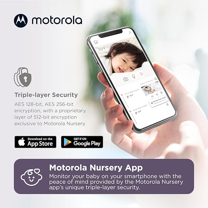 Motorola Nursery WiFi Baby Monitor with Camera, 5" Screen, Wall Mount, Long Range, 2-Way Audio, Temperature Sensor, Motorized, Lullabies, Cry Detection, PIP1610 HD Connect